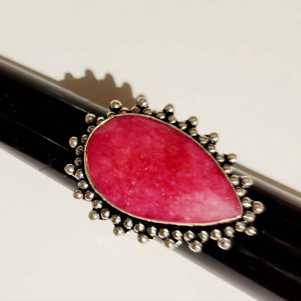 Natural Raw Cut Ruby 925 Silver Ring - image 6